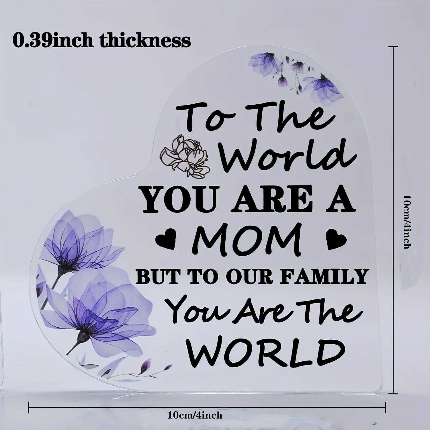 Heart-Shaped Acrylic Mom Gift with Floral Design 4 Heart-Shaped Acrylic Mom Gift with Floral Design - Image 4