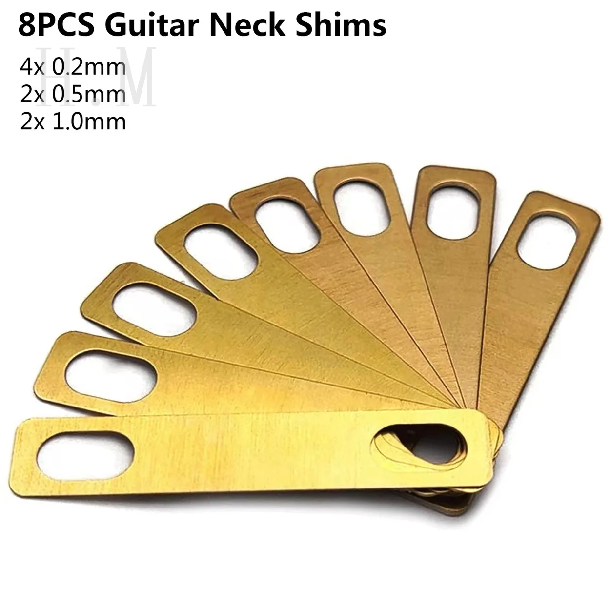Brass Guitar Neck Shim Set with Three Thicknesses 1 Brass Guitar Neck Shim Set with Three Thicknesses