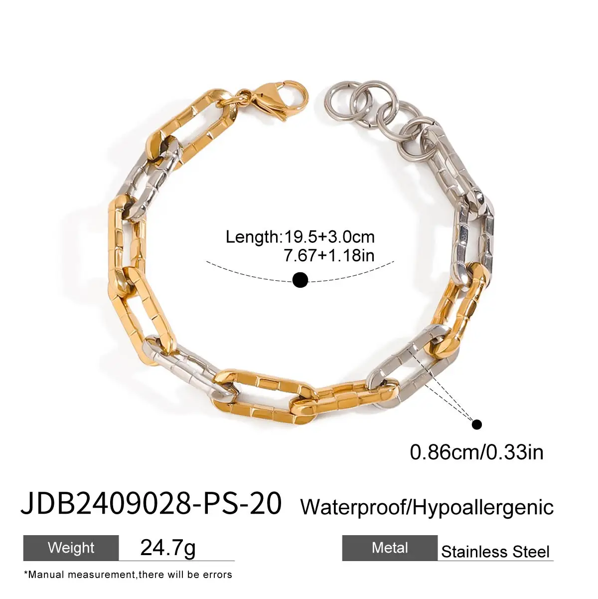 Stackable Stainless Steel Chain Bracelets in Gold 9 Stackable Stainless Steel Chain Bracelets in Gold - Image 9