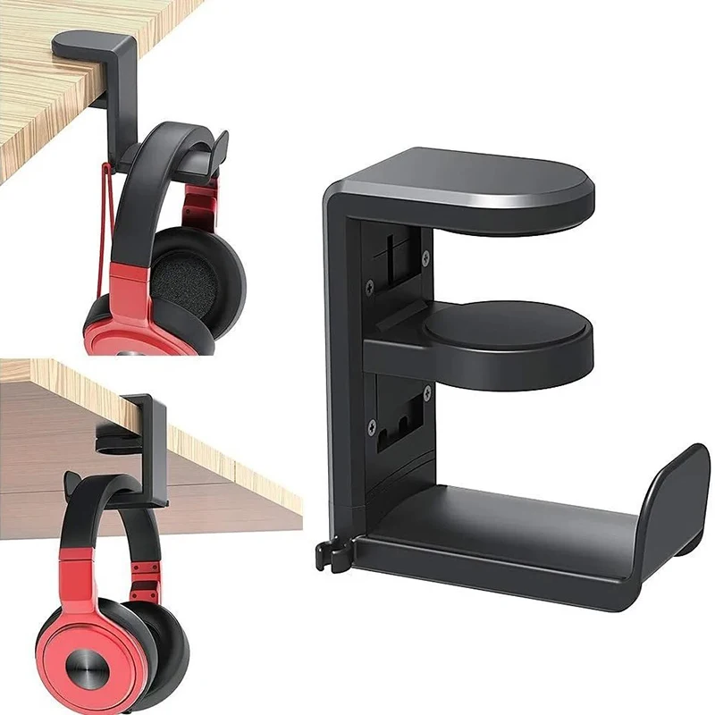 Black Adjustable Headphone Stand for Desktops 2 Black Adjustable Headphone Stand for Desktops - Image 2