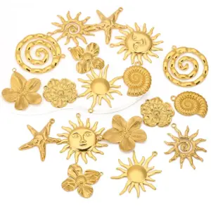 Stainless Steel Charm Set with Natural Motifs 11 S506a972b541346e2ba83bcb61cbfa496j