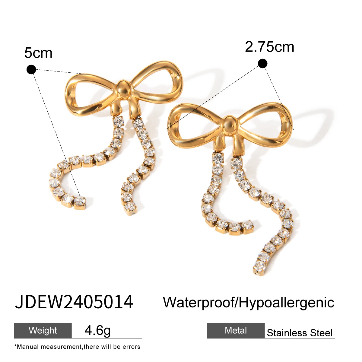 Gold Stainless Steel Bowknot Drop Earrings 7 Gold Stainless Steel Bowknot Drop Earrings - Image 7