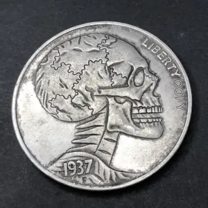 Vintage Copper Skeletal Coin with Steampunk Design 7 S513542dd00724770ba481a40961cb7d6U