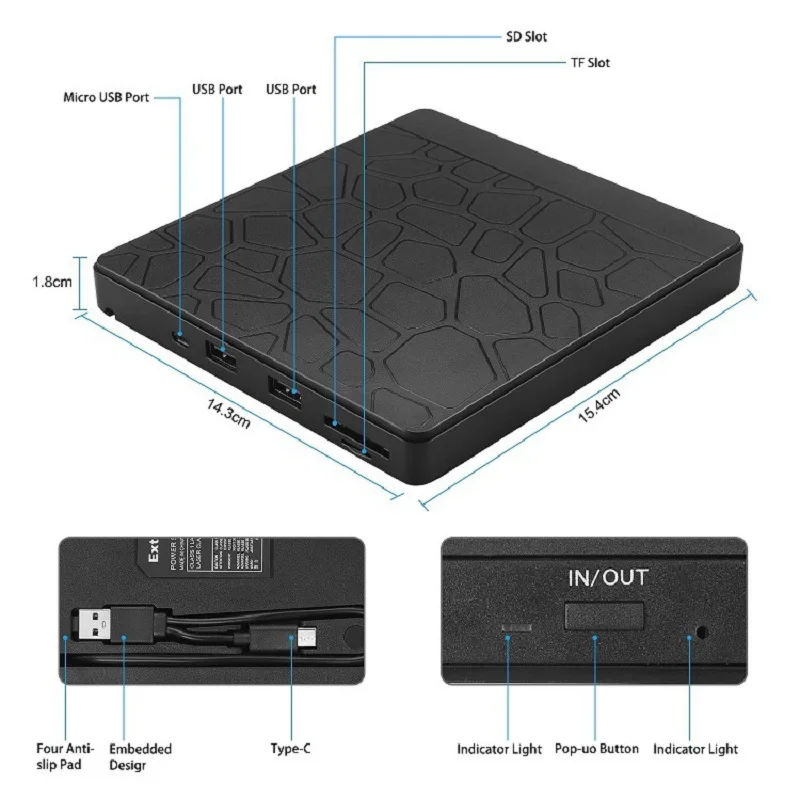 Black External Optical Drive with Multi-Function Hub 6 Black External Optical Drive with Multi-Function Hub - Image 6