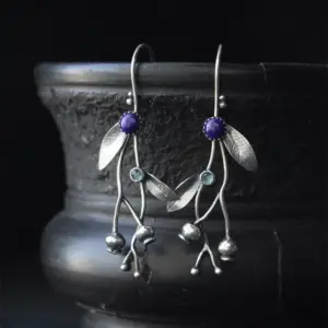 Vintage Blue Stone Leaf Earrings for Women 11 S516e3b9170414c31ac62d6f53cecd727x