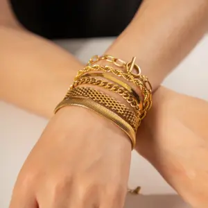 Gold Stainless Steel Snake Chain Bracelet 12 S5192914014af42e18392d2f29719a149L