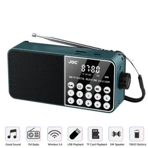 Dark Teal Portable FM Radio with Bluetooth