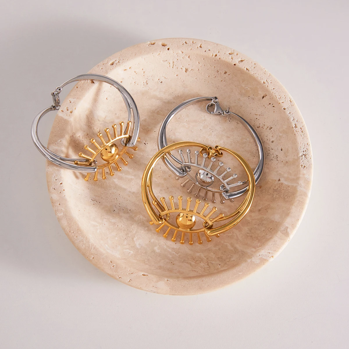 Stainless Steel Geometric Eye Bracelet for Women 6 Stainless Steel Geometric Eye Bracelet for Women - Image 6