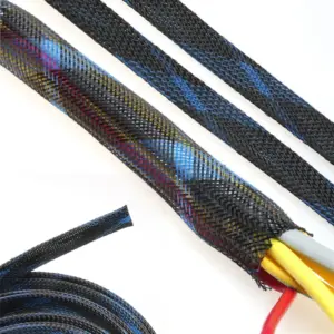 Braided Cable Sleeve 20m 25mm Black/Blue 7 S5203c0fc11634b2080ea08f0052a42cfi