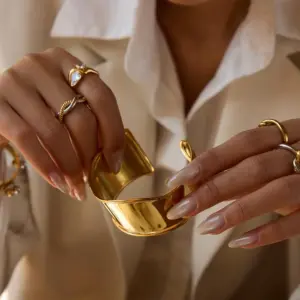 Stainless Steel Gold Wide Cuff Bracelet for Women 11 S52223eea8860450b9e5983a84ed2919eJ