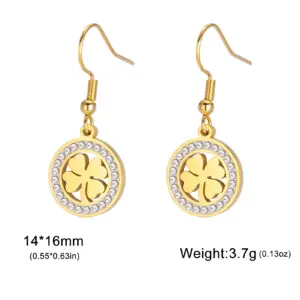 Stainless Steel Four-Leaf Clover Earrings 12 S523700bd85894e40ae615a5940bbed46L