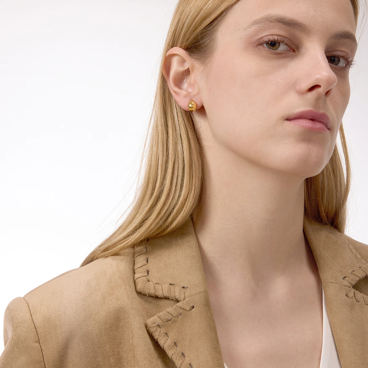 Stainless Steel Gold-Tone Water Drop Earrings 4 Stainless Steel Gold-Tone Water Drop Earrings - Image 4