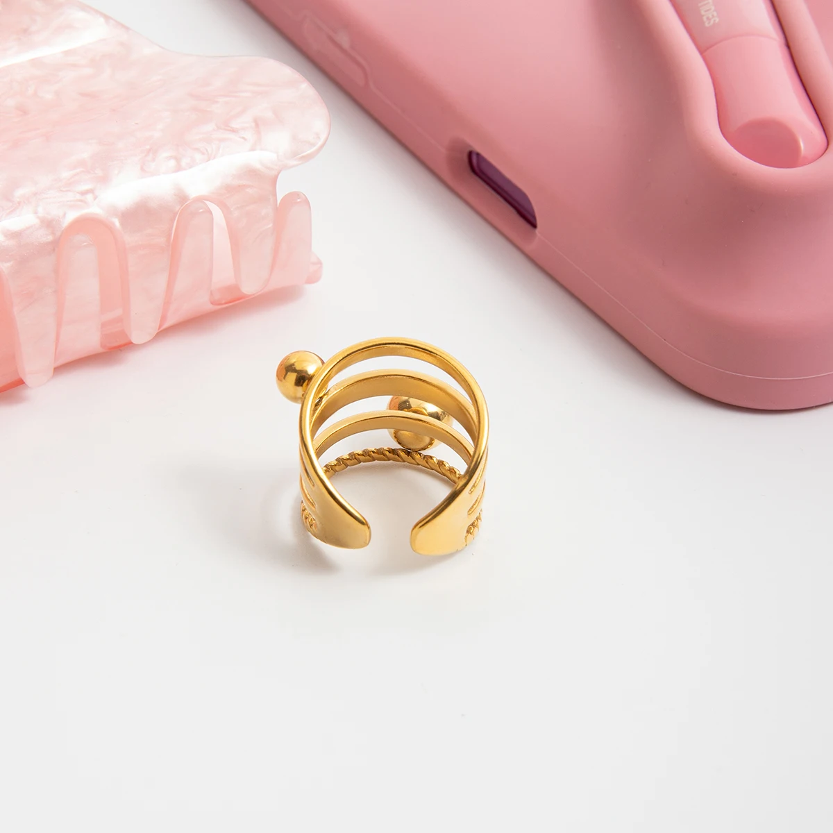 Elegant Gold Stainless Steel Multi-Layer Ring Set 5 Elegant Gold Stainless Steel Multi-Layer Ring Set - Image 5