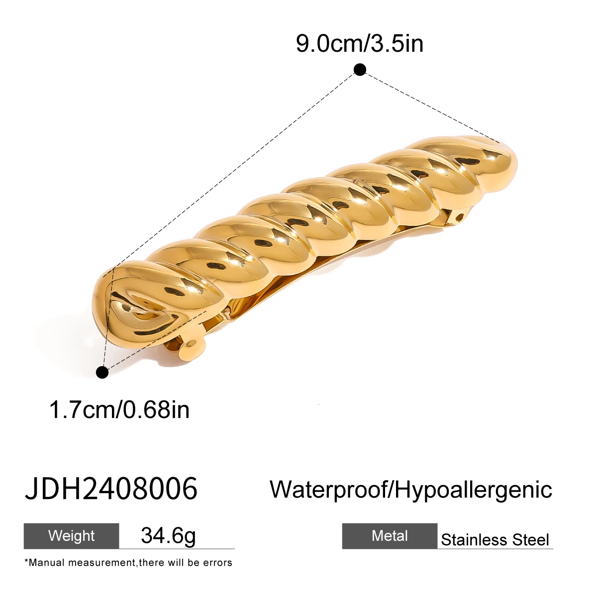 Stainless Steel Gold Hair Clip 6 Stainless Steel Gold Hair Clip - Image 6