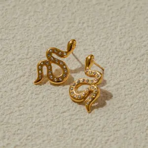 Stainless Steel Gold Snake Earrings JDE0103010 9 S52990dba5d544346ade3b45b29bef683v