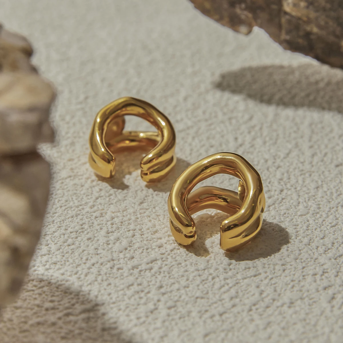 Elegant Gold Pearl Stainless Steel Earrings 5 Elegant Gold Pearl Stainless Steel Earrings - Image 5