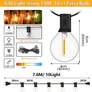 Outdoor LED G40 String Lights with 2200K Warm Glow 16 S52de743418f6429c93fd53249a0d7f82b