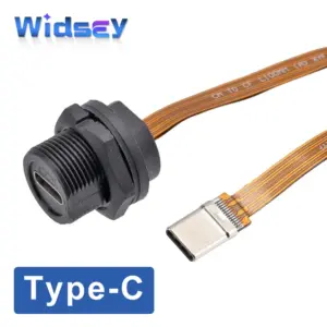 Waterproof USB Type-C Connector with Flat Cable