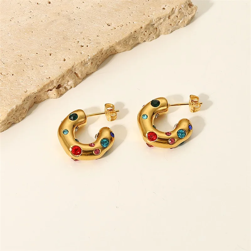 Vibrant Gold Stainless Steel Earrings for Women 2 Vibrant Gold Stainless Steel Earrings for Women - Image 2