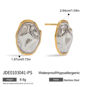 Stainless Steel Oval Sculptural Earrings 13 S52eb4b00daf64040bb1b6fcbf7d5a96eg