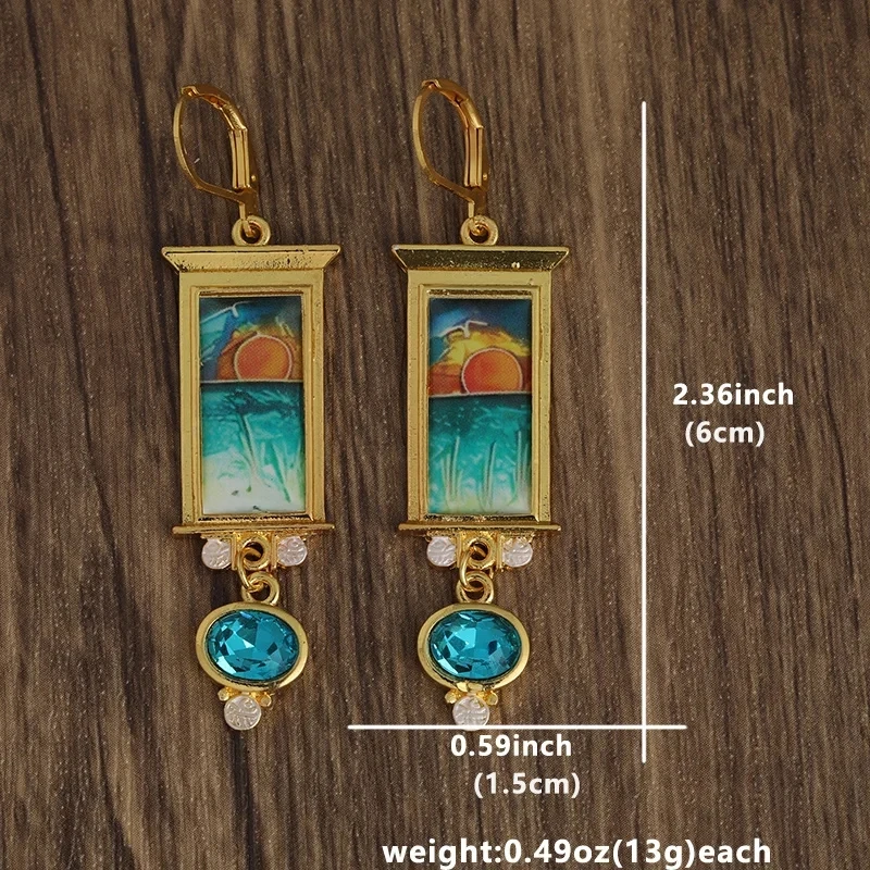 Gold Scenic Drop Earrings with Gemstone Accents 5 Gold Scenic Drop Earrings with Gemstone Accents - Image 5