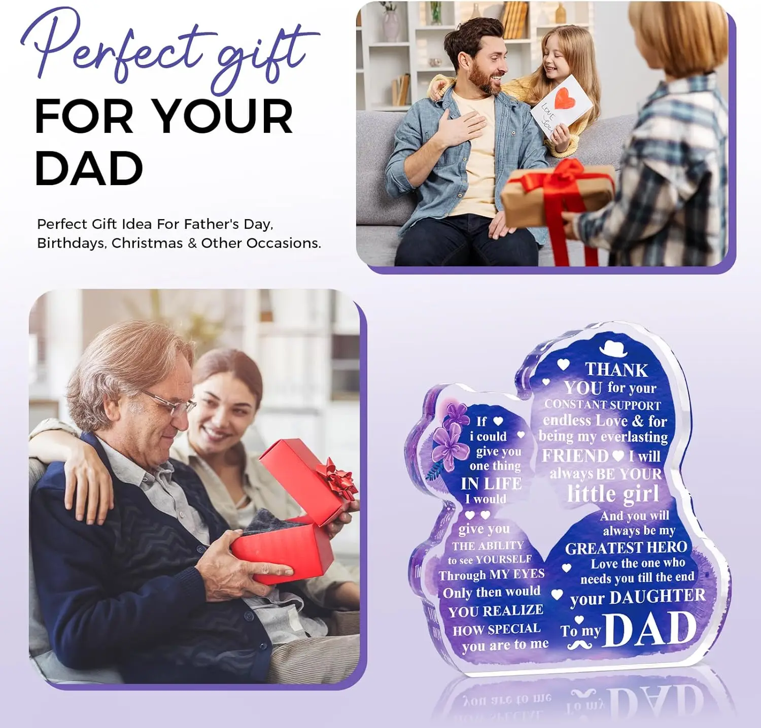 Heartfelt Acrylic Plaque for Dad with Flowers 4 Heartfelt Acrylic Plaque for Dad with Flowers - Image 4