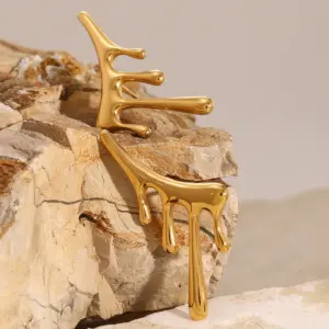 Stylish Gold Stainless Steel Liquid Earrings 9 S535c5af8f8e0465fbd7e49a1becc71e0M