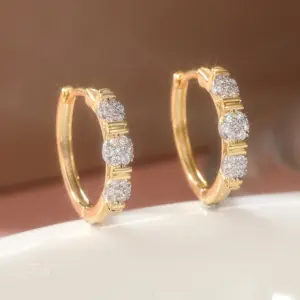 Gold Copper Alloy Hoop Earrings with Zirconia 11 S5371bc6962654f4bae040da3a363b42f8