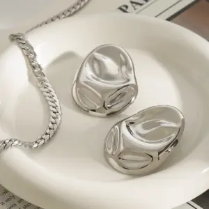 Stainless Steel Irregular Oval Earrings for Women 10 S5378f937774c443097dd5b5ff10ccc8fQ