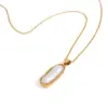 Elegant Stainless Steel Women's Necklace with Iridescent Pendant