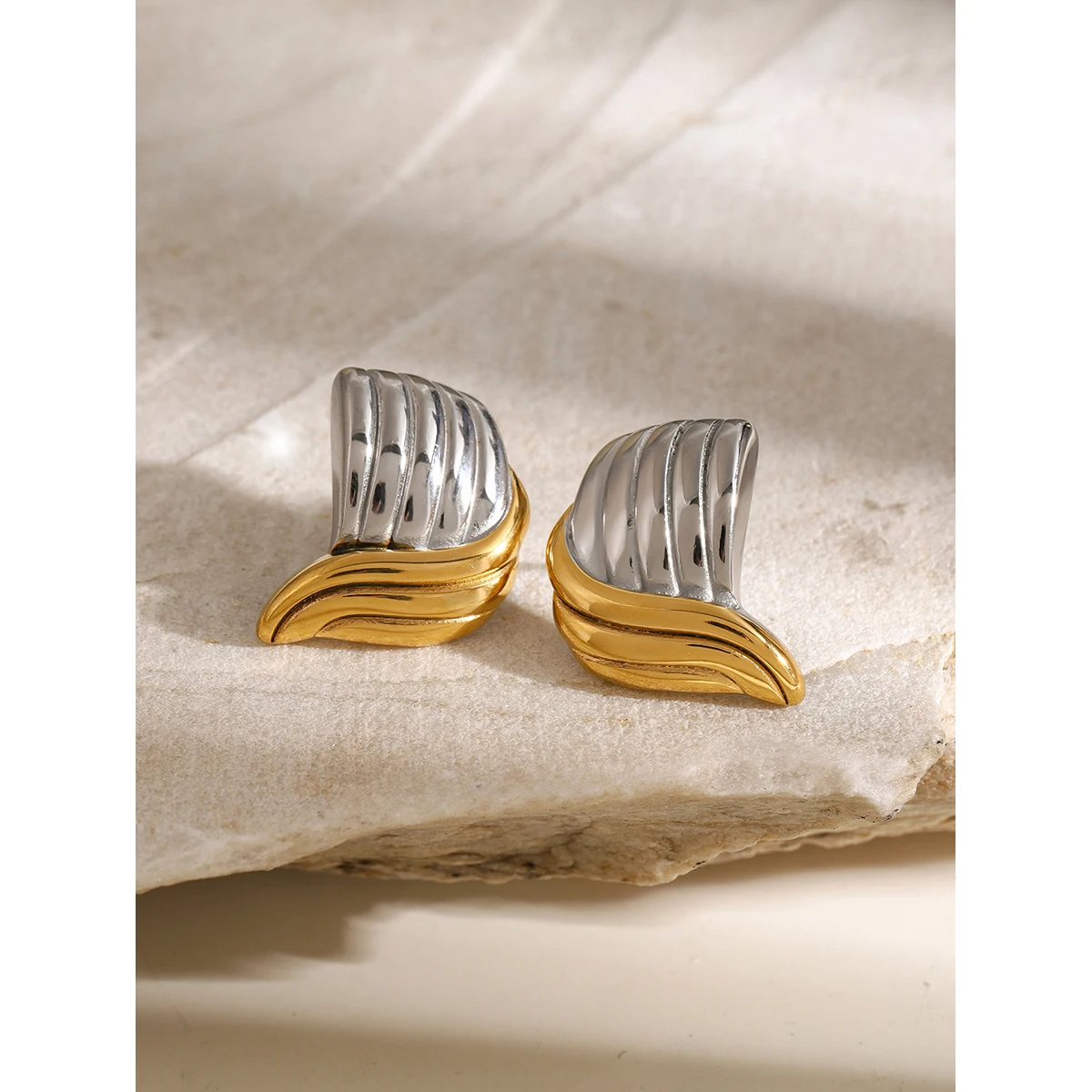 Stainless Steel Waves Earrings for Women 4 Stainless Steel Waves Earrings for Women - Image 4