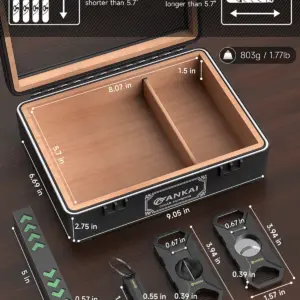 Black Glass-Top Cigar Humidor for 25 Cigars 8 S53df2820eba746d88087ad6cd57d7c1cI