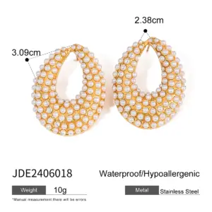 Stainless Steel Pearl-Accent Huggie Earrings 11 S541b734acc074c379df663f35100a223N