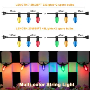 Vibrant Outdoor Christmas String Lights 25ft & 65ft 11 S54d62adb1107469f8ff3218ad6ddc941a