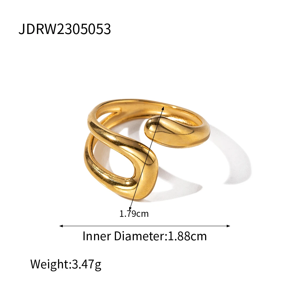 Stainless Steel Geometric Gold Band Ring 6 Stainless Steel Geometric Gold Band Ring - Image 6
