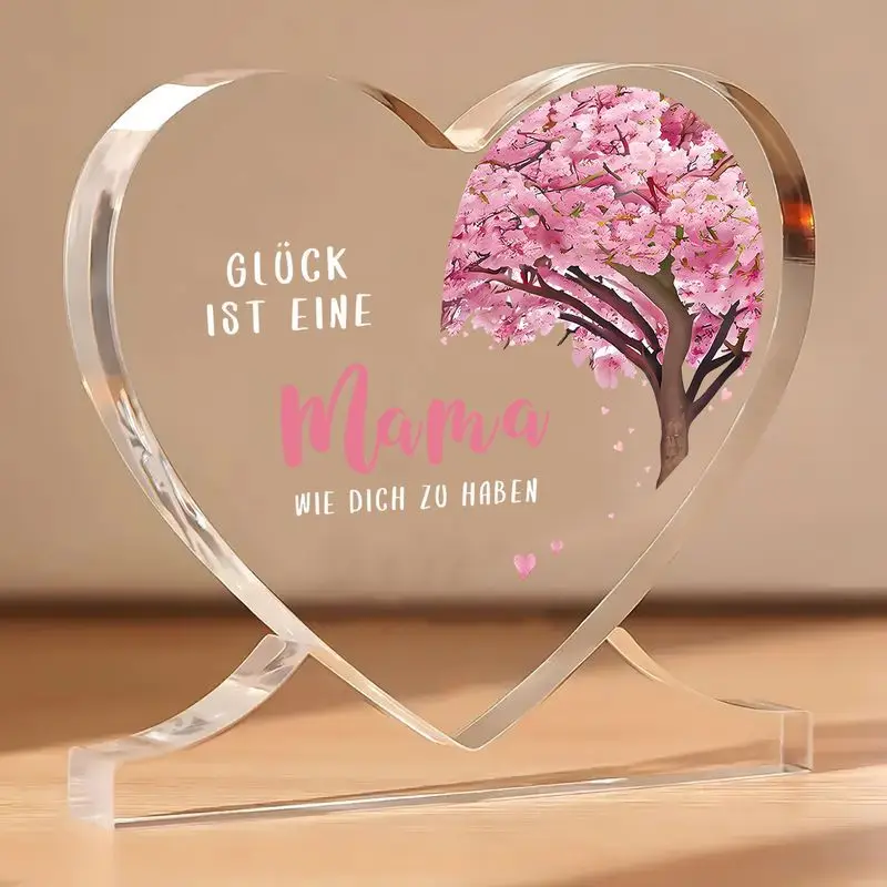 Heart-Shaped Acrylic Home Decor with Cherry Blossom Design 4 Heart-Shaped Acrylic Home Decor with Cherry Blossom Design - Image 4