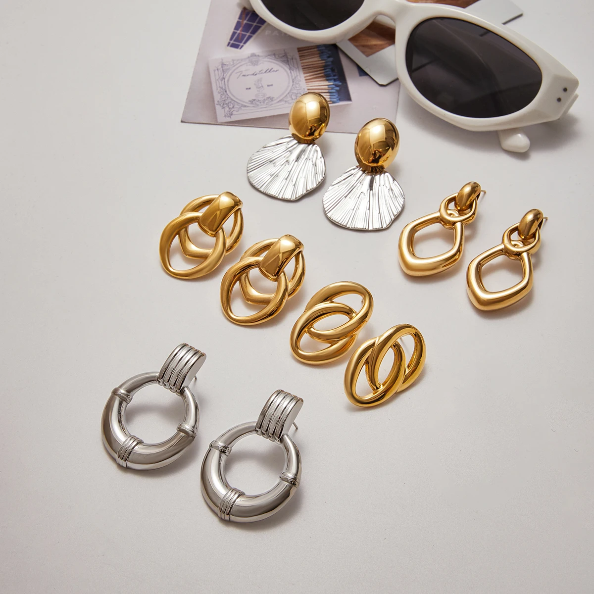 Stainless Steel Geometric Earrings Collection 2 Stainless Steel Geometric Earrings Collection - Image 2