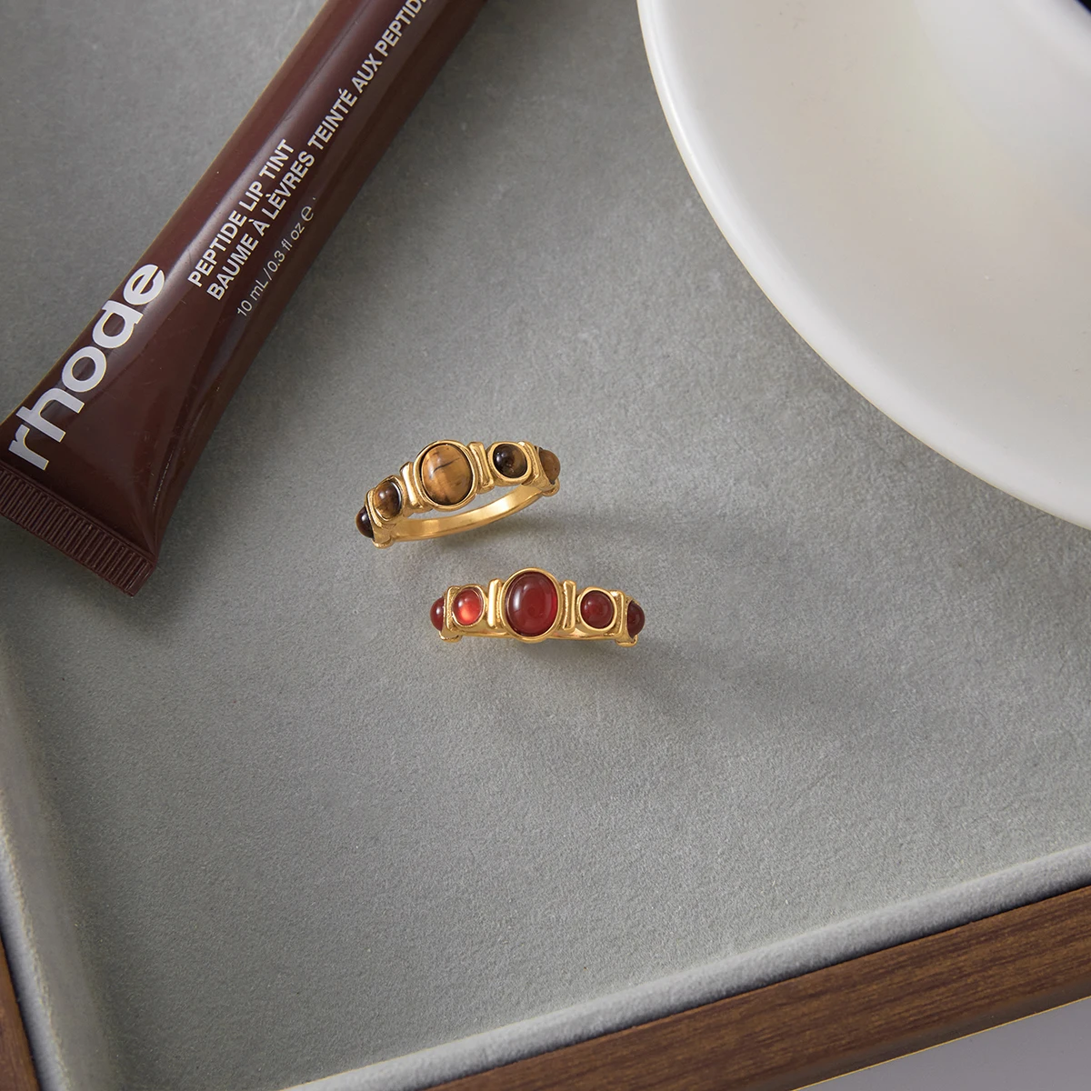 Vintage Stainless Steel Women's Ring with Gemstones 6 Vintage Stainless Steel Women's Ring with Gemstones - Image 6