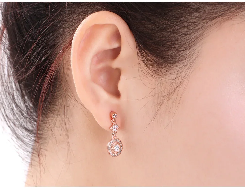 Geometric Drop Earrings with CZ Crystals 5 Geometric Drop Earrings with CZ Crystals - Image 5