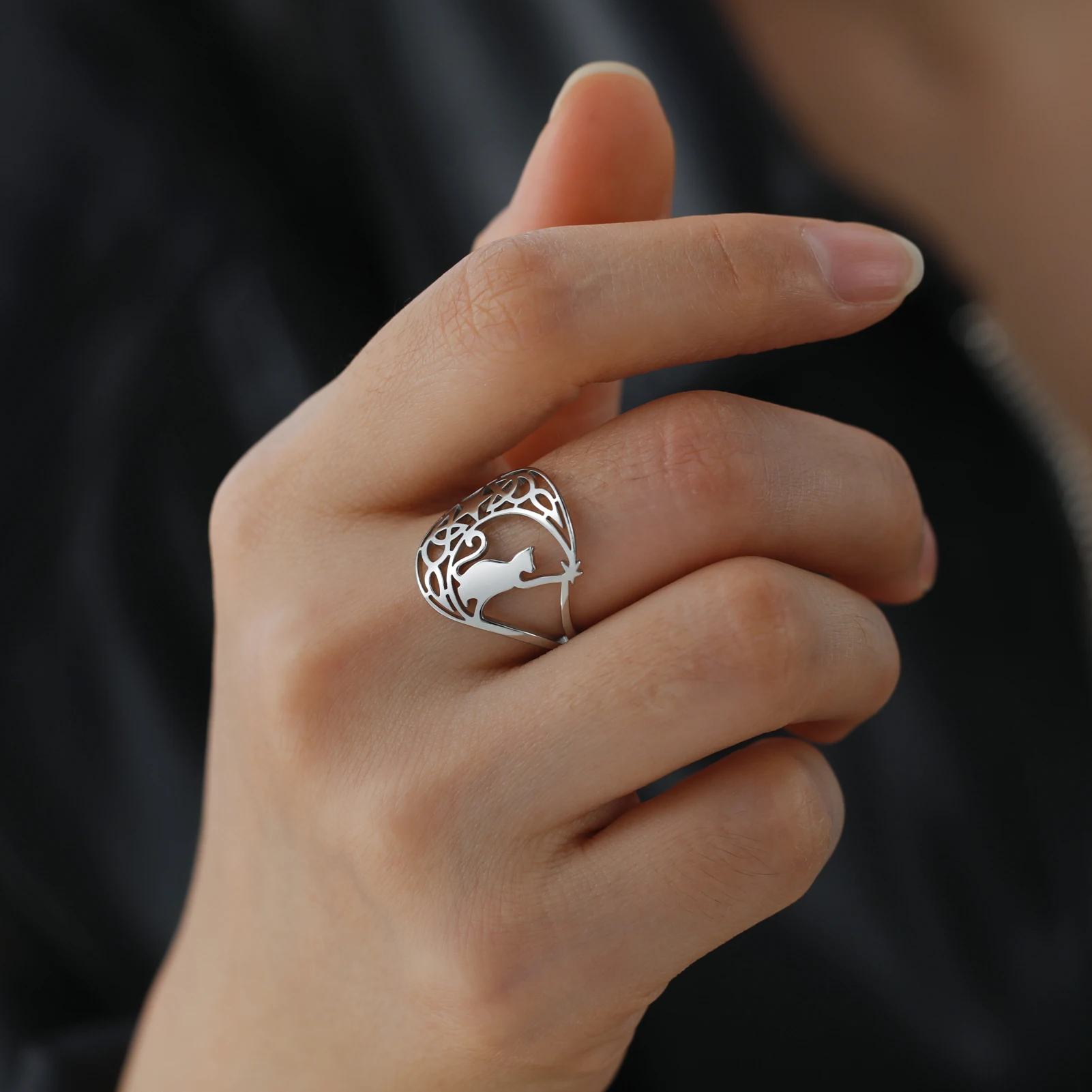 Celestial Cat Ring in 18k Gold Plating 2 Celestial Cat Ring in 18k Gold Plating - Image 2