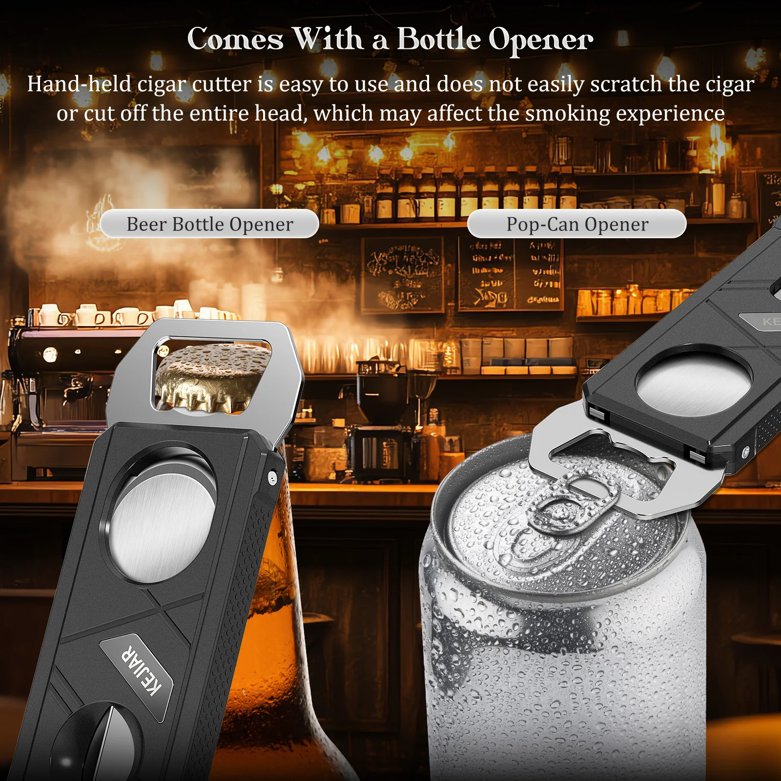 KEJIAR 3-in-1 Black Cigar Cutter with Bottle Opener 6 KEJIAR 3-in-1 Black Cigar Cutter with Bottle Opener - Image 6