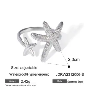 Stainless Steel Ocean Starfish Ring 15 S560ee958710f492da5b38ce861e5ba7cm