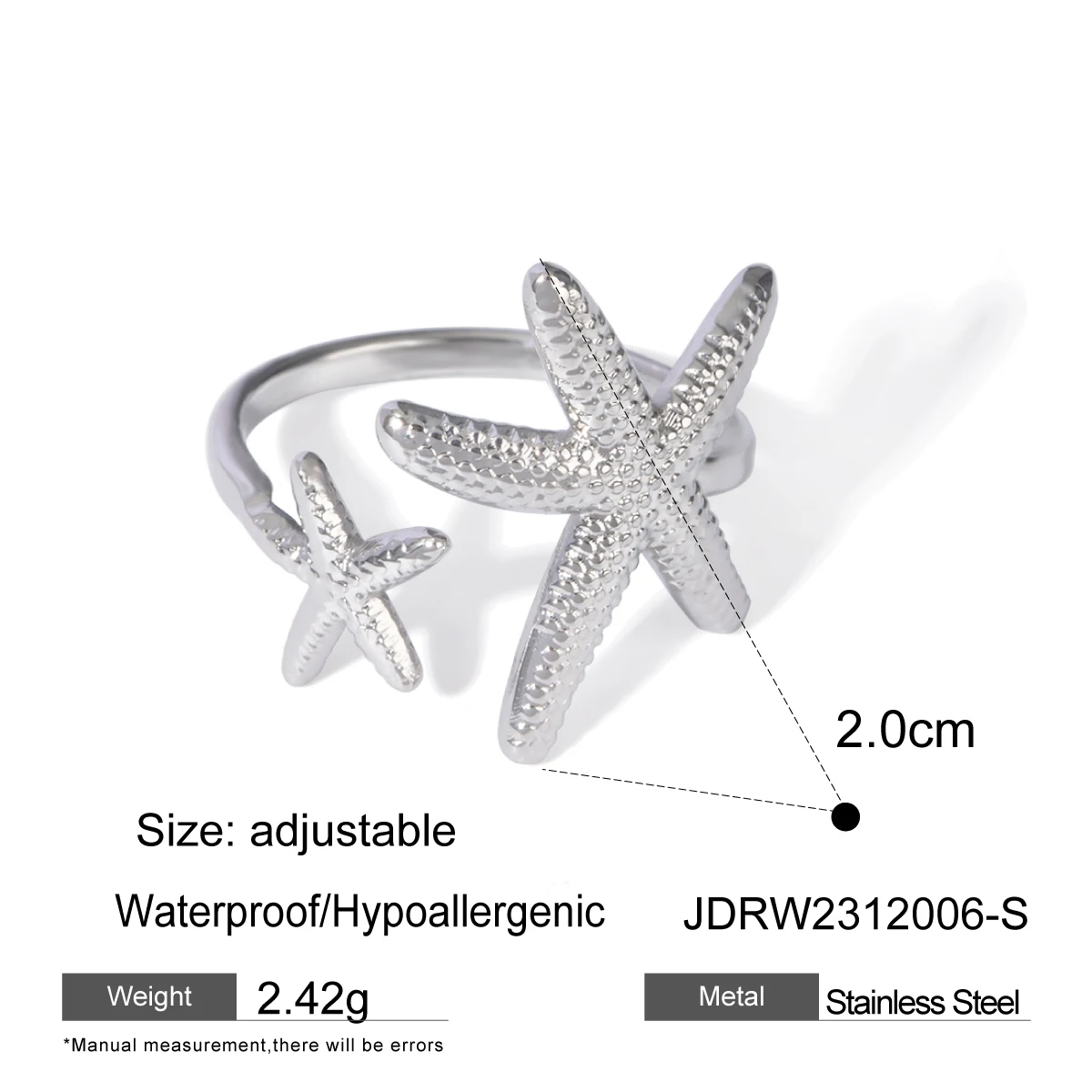 Stainless Steel Ocean Starfish Ring 7 Stainless Steel Ocean Starfish Ring - Image 7