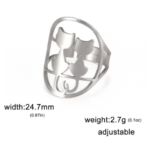 Whimsical Cats & Moon Adjustable Ring for Women 19 S5614bec49f27414494cd02687eb74a12D