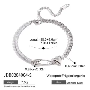 Stainless Steel Heart Bracelet Model JDB0204004-S 14 S56b9d784b5f1426db46998241b589e48M
