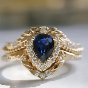 Women’s Blue Zircon Ring Set with Gold Tone 7 S56d46a9d881a435ea6bdbf5504dd3965X