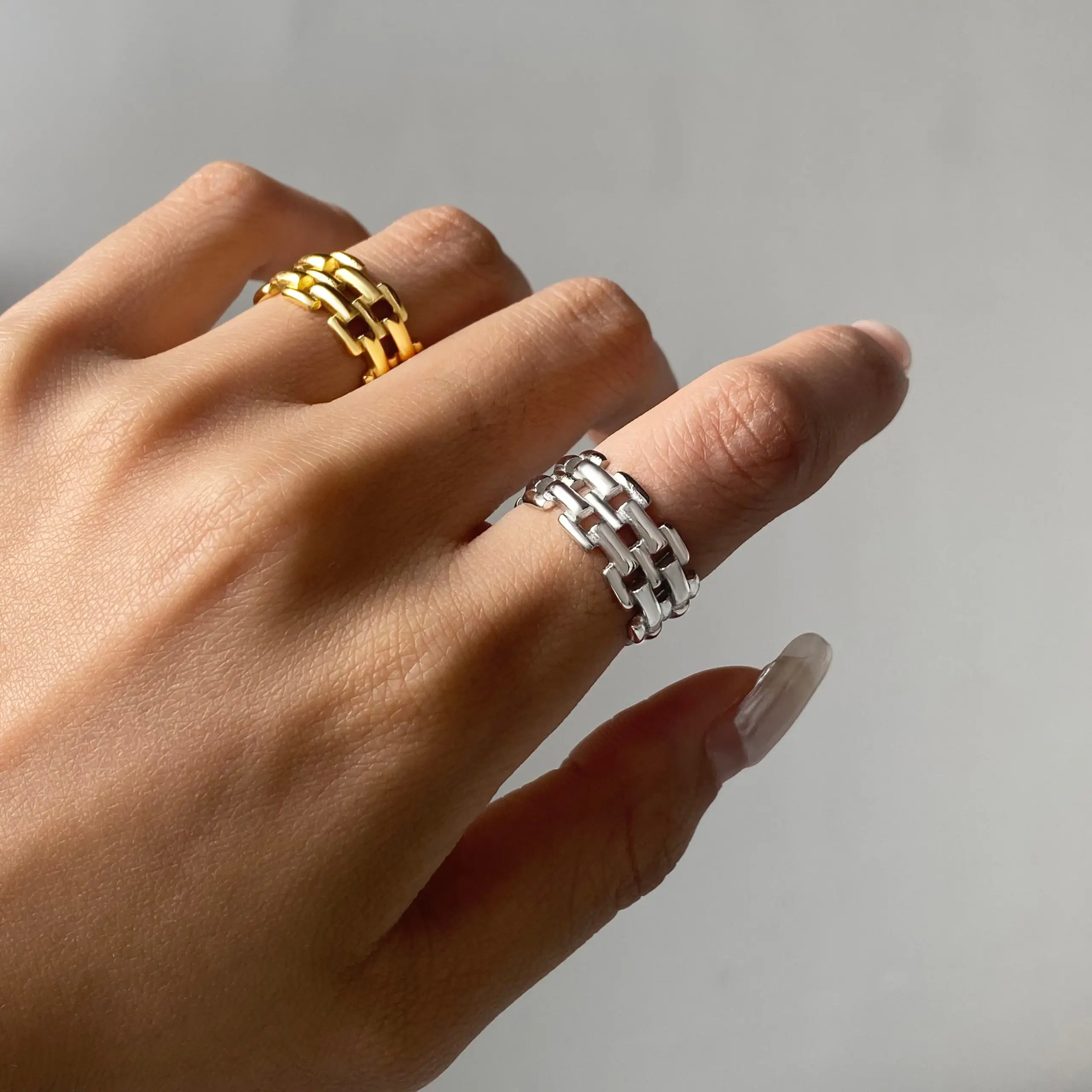 Stainless Steel Geometric Ring Duo Set 9 Stainless Steel Geometric Ring Duo Set - Image 9