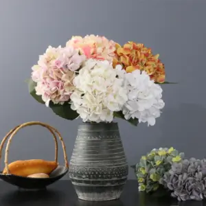 Silk Hydrangea Bouquet in Ceramic Vase