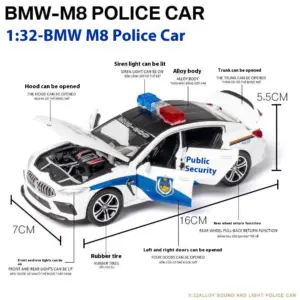 White BMW M8 Police Diecast Model 1:32 Scale 10 S56fe4565880143108a0112f823157a55Y