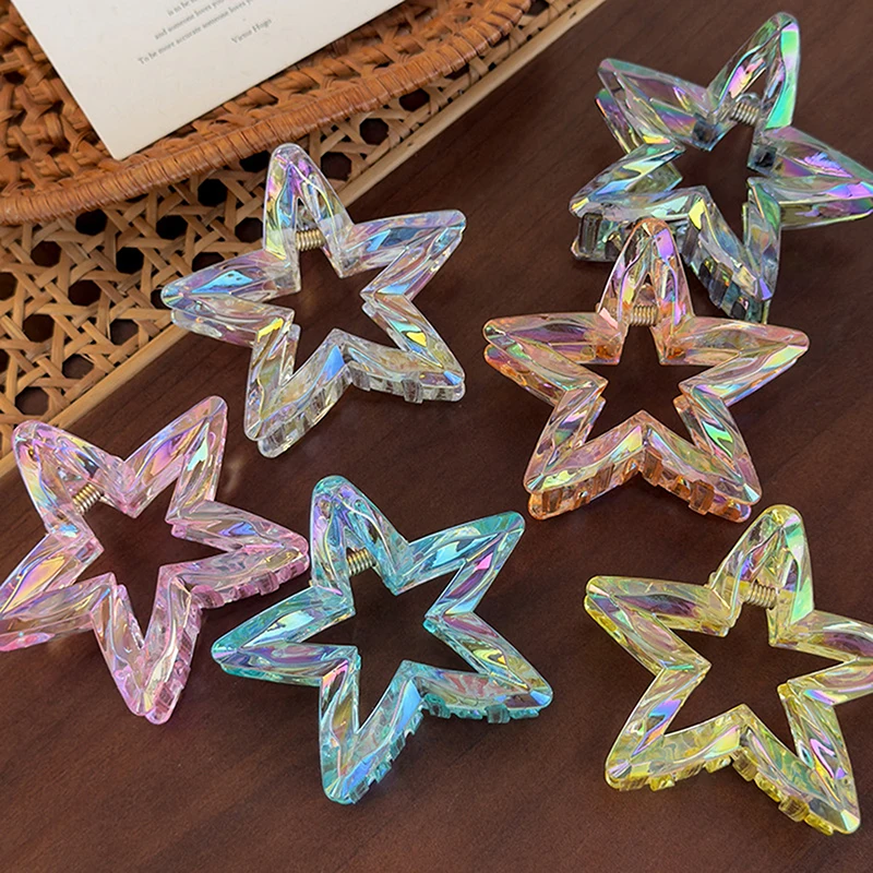 Colorful Acrylic Hollow-Out Star Hair Claw 2 Colorful Acrylic Hollow-Out Star Hair Claw - Image 2